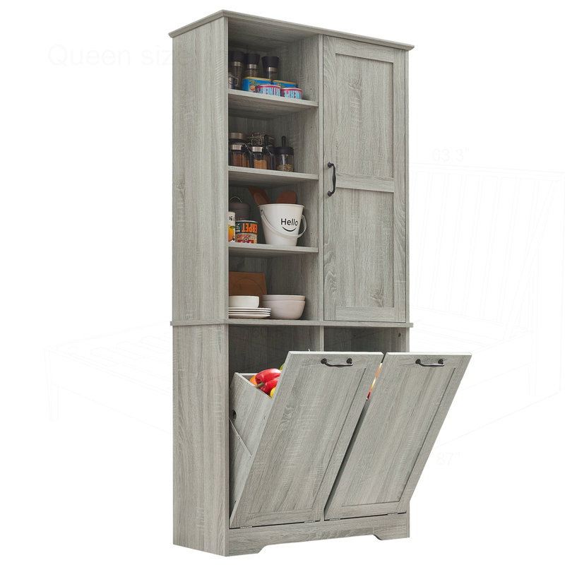 Bathroom Storage Cabinet with Doors and Drawers, Oak