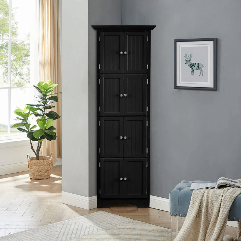 Armoire de rangement haute avec portes et 4 tablettes