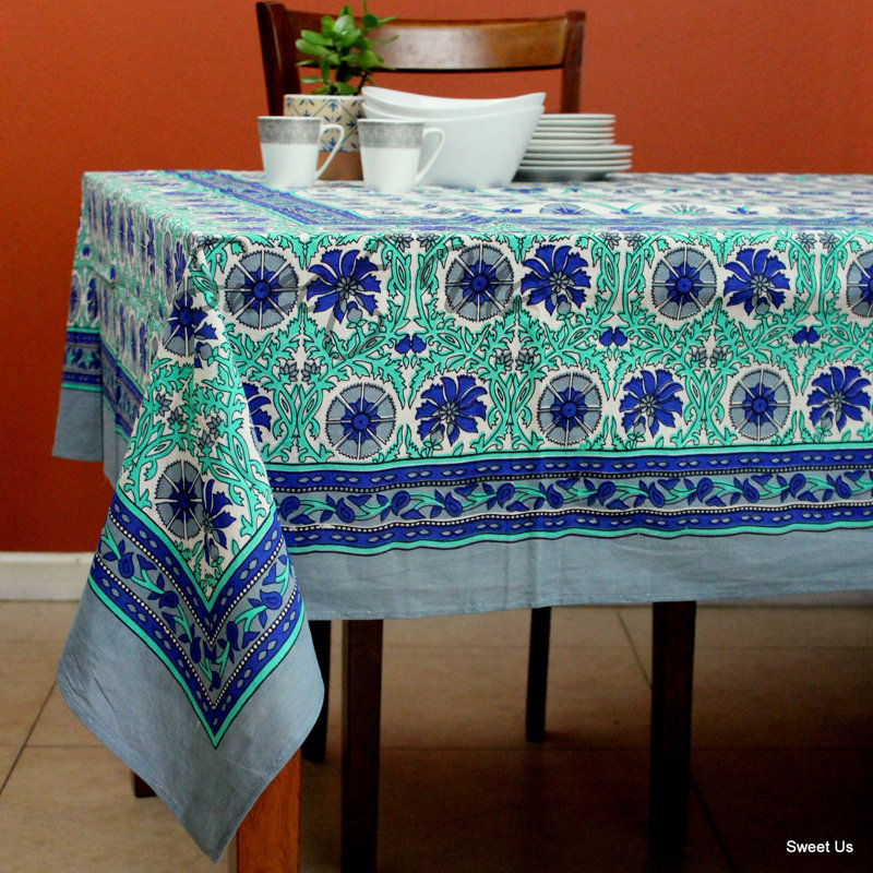 Nappe en coton, L 70 po x l 104 po, Bleu