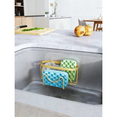 Porte-éponge en acier inoxydable multifonctionnel en forme de M, méthodes d'installation double, drainage rapide et organisateur d'évier de cuisine peu encombrant