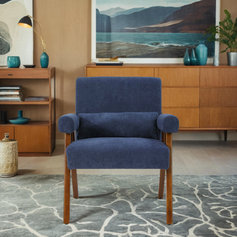 Fauteuil d'appoint Classic, Laine d'agneau bleue et grise, Noir