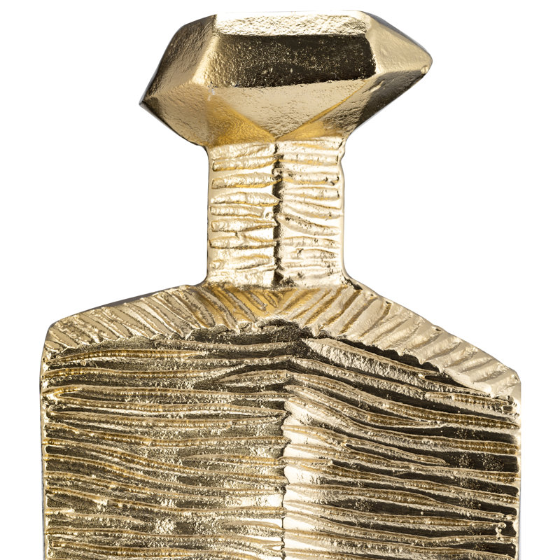 Burdetta Modern Decorative Metal and Aluminum Vase with Sculptural Geometric Neck and Textured Glam Design