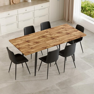 Ensemble de table de salle à manger extensible pour 4 à 8 personnes, ensemble de cuisine et salle à manger de style ferme moderne avec table en bois extensible et chaises rembourrées, ensemble de salle à manger peu encombrant pour appartement et salle à manger