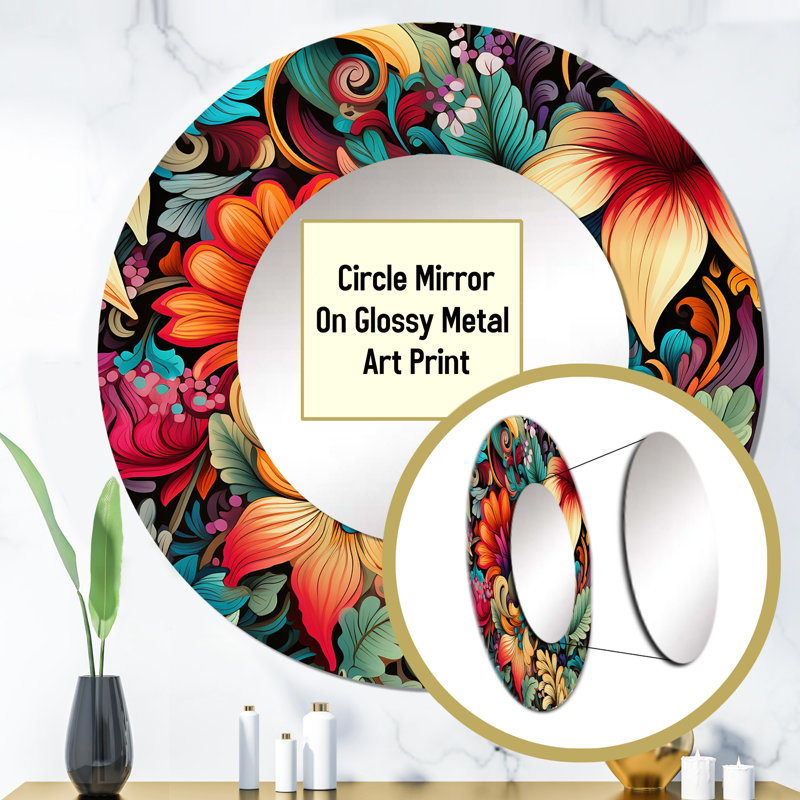 Motif bohème Rositta Tropical Tapestries - miroir floral, miroir mural unique, impression d'art en métal, 40" H x 30" W