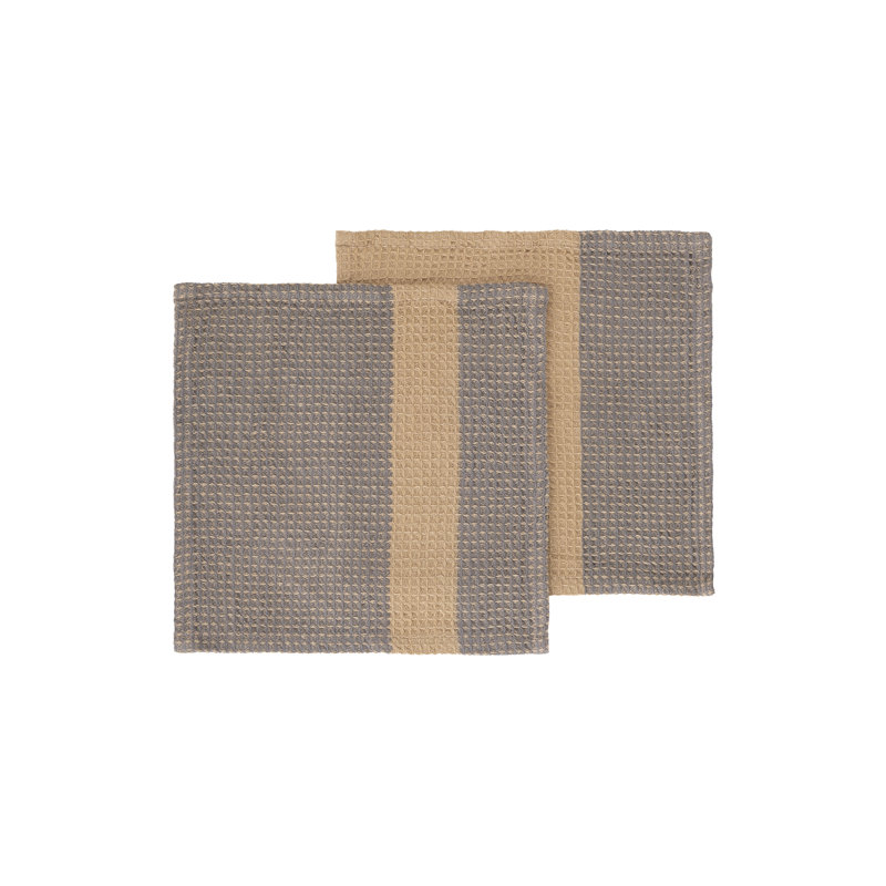 Ensemble de serviettes en coton biologique Gano, Gris acier / brun clair