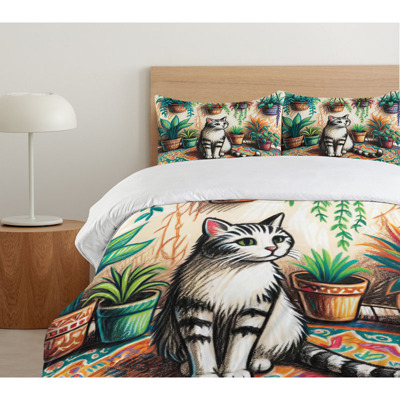 Cat Duvet Cover, Queen Duvet Cover + 2 Standard Shams