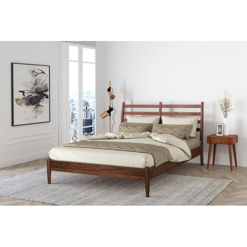 Livvy Upholstered Slat Bed, King, Walnut
