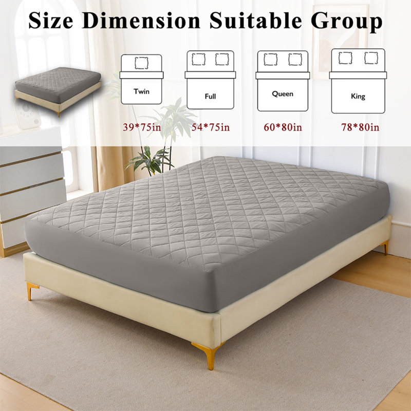 Waterproof And Thick Mattress Protective Pad - Breathable And Dustproof Fit Bed Sheet Design Skin Friendly Bed Cover Suitable For Home Dormitory And Hotel Use