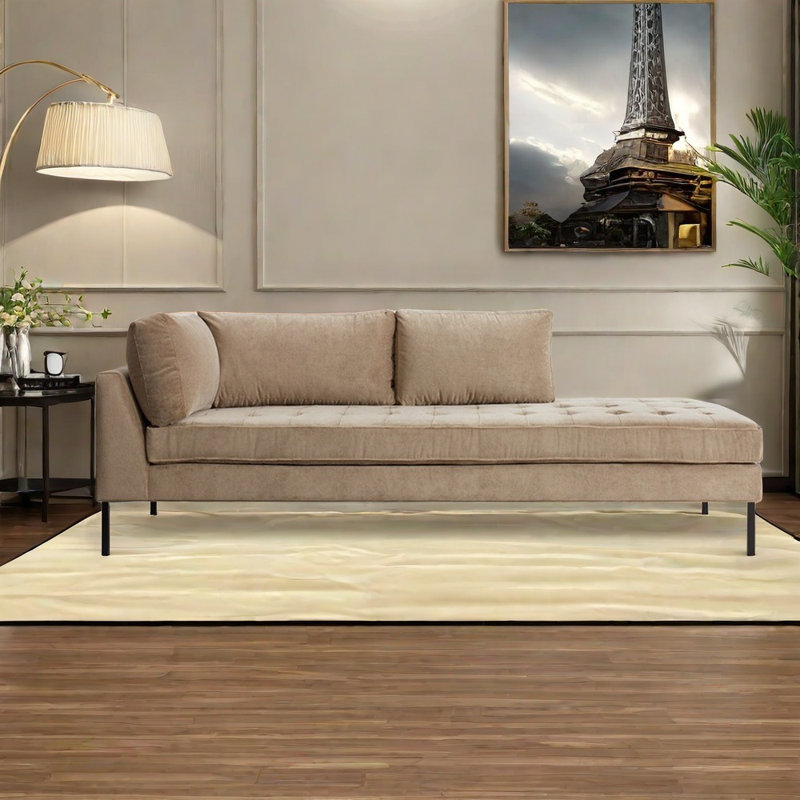 Élégante chaise en bouleau de velours, Orienté à gauche (vu de face)
