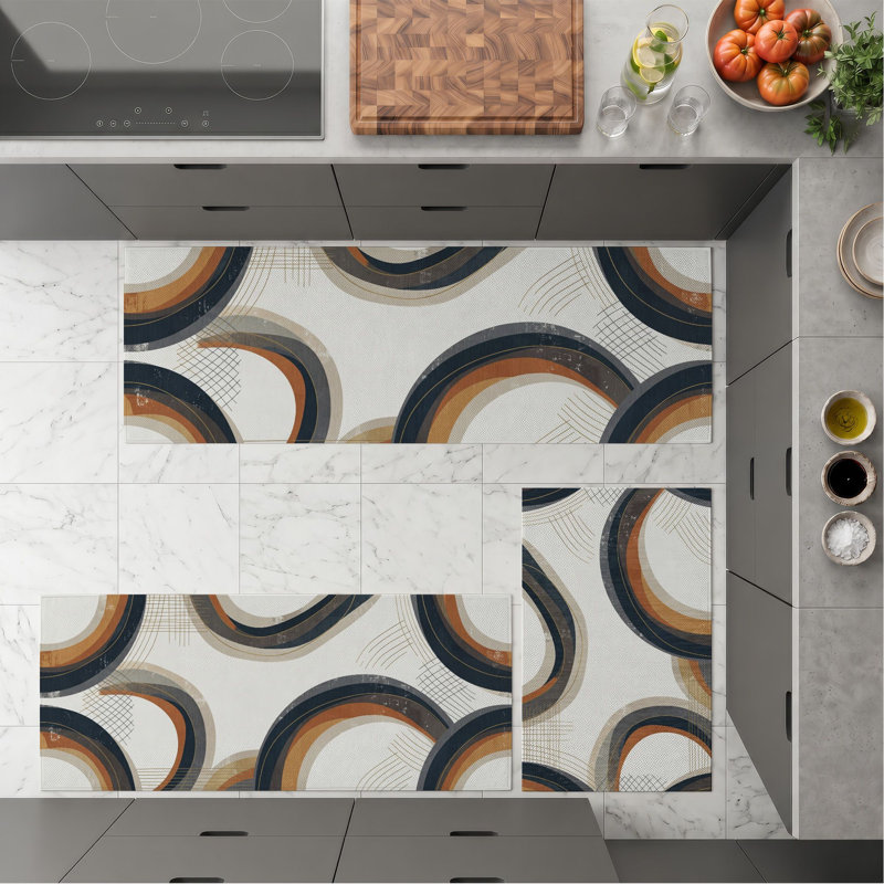 Abstract Arcs Non-Slip Washable Kitchen Mats