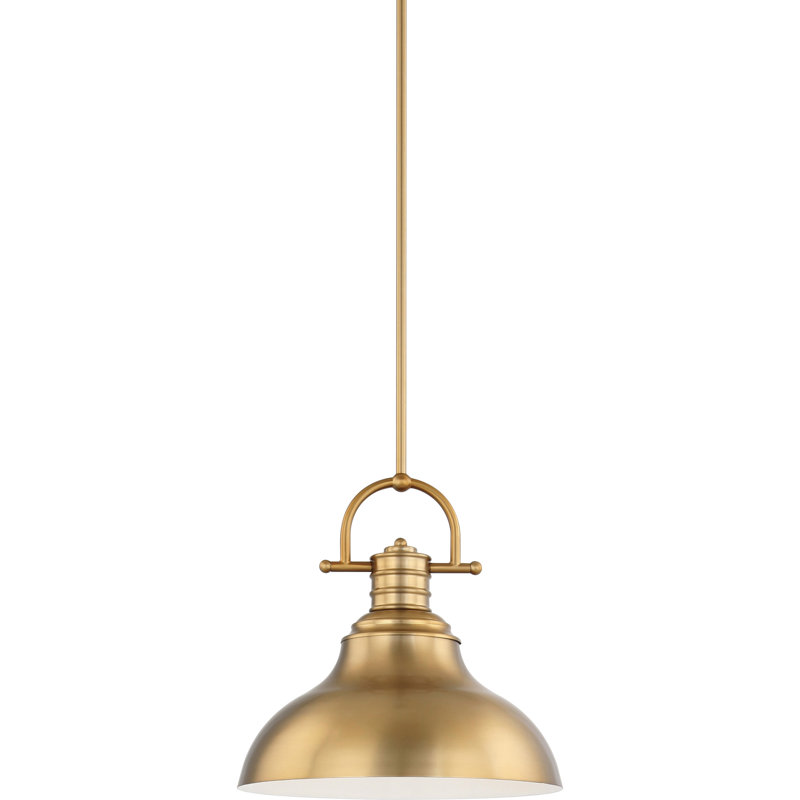  Atsuko 1-Light Integrated LED Indoor Restoration Brass Downrod Pendant with Bell-Shaped Bowl, Resoration Brass