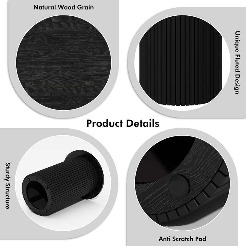 Side Table Set, Black Wood