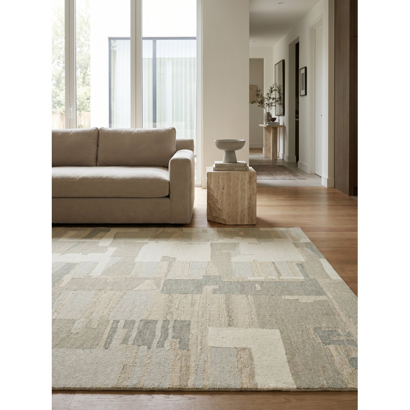 Sarezzo Hand Tufted New Zealand Wool Silver/Ivory Area Rug, 6'X9'