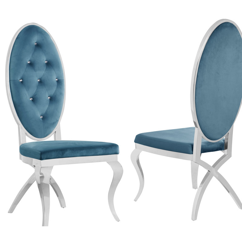 Chaises d'appoint rembourrées Edgardo, Bleu sarcelle
