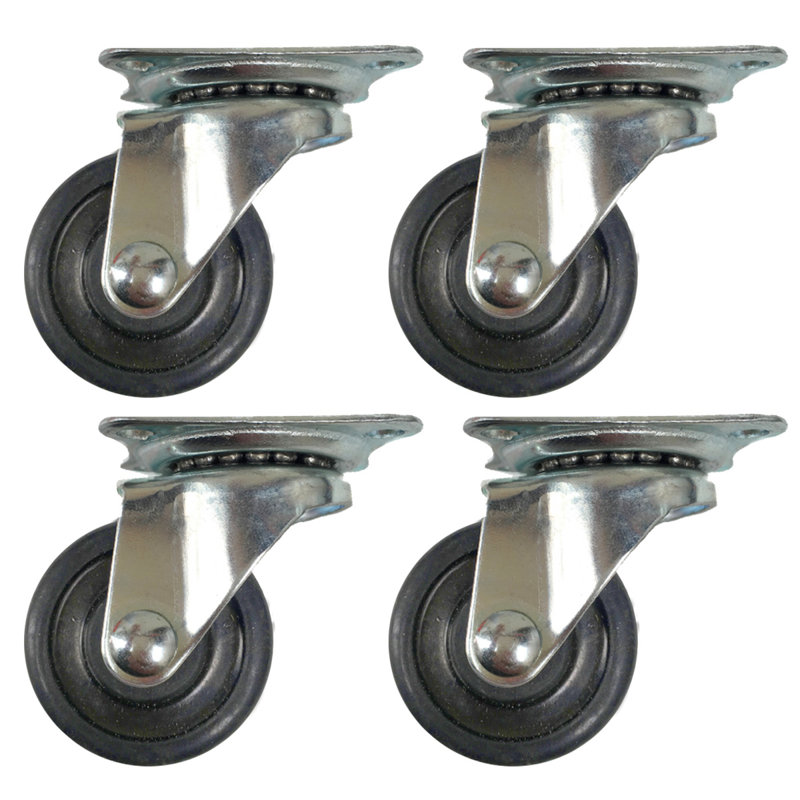 Ensemble de 4 roulettes pivotantes en caoutchouc de 3 pouces