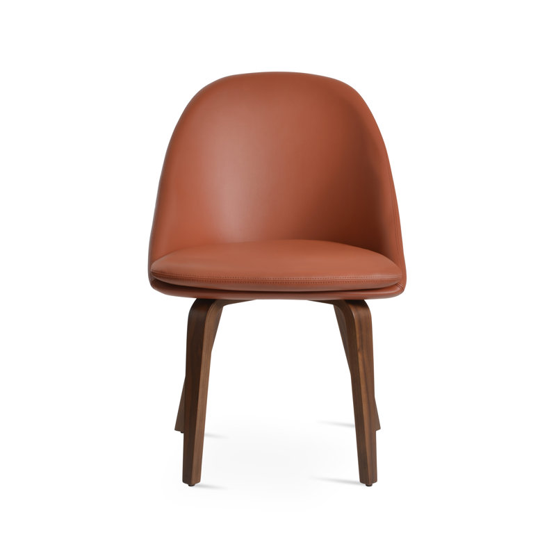 Chaise d'appoint rembourrée caramel, Cannelle, Noyer