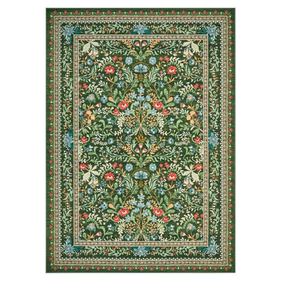 Tapis floral délavé et lavable rétro
