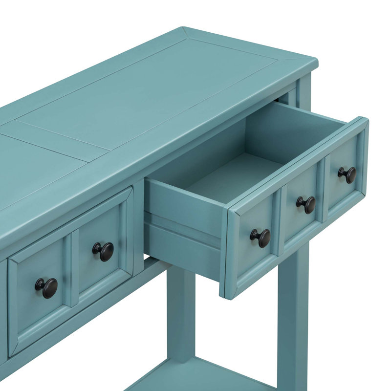 Himanshu Rustic Entryway Console Table, 60" Long Sofa Table with two Different Size Drawers and Bottom Shelf for Storage