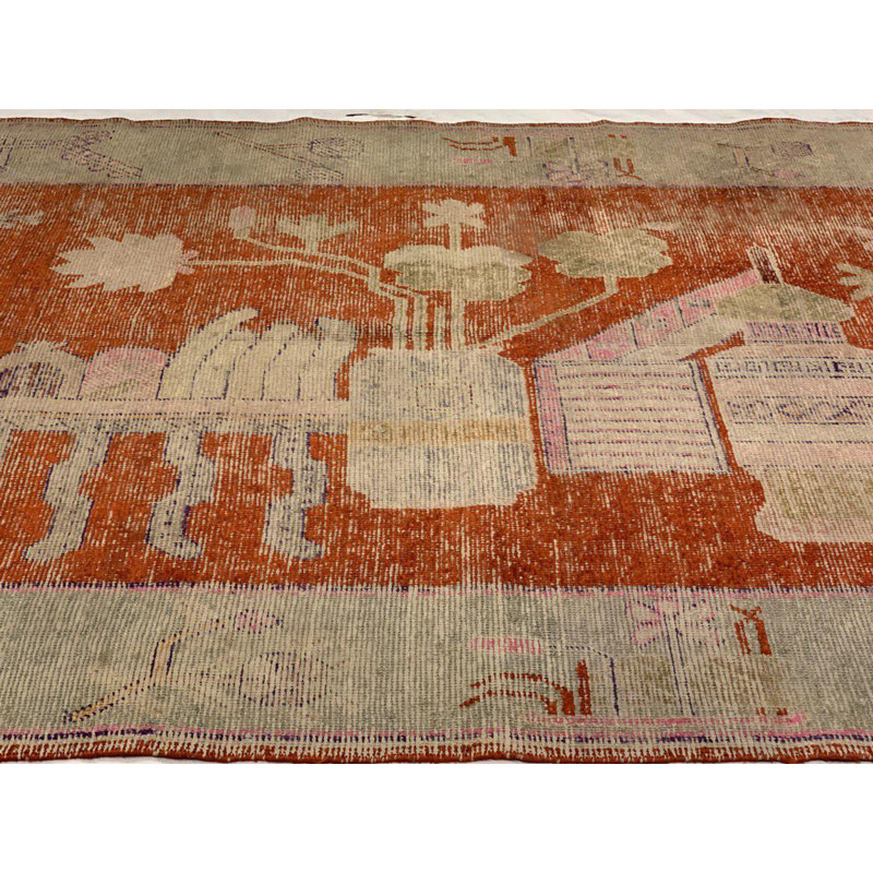 5'X8' Wool and Cotton Floral Rug