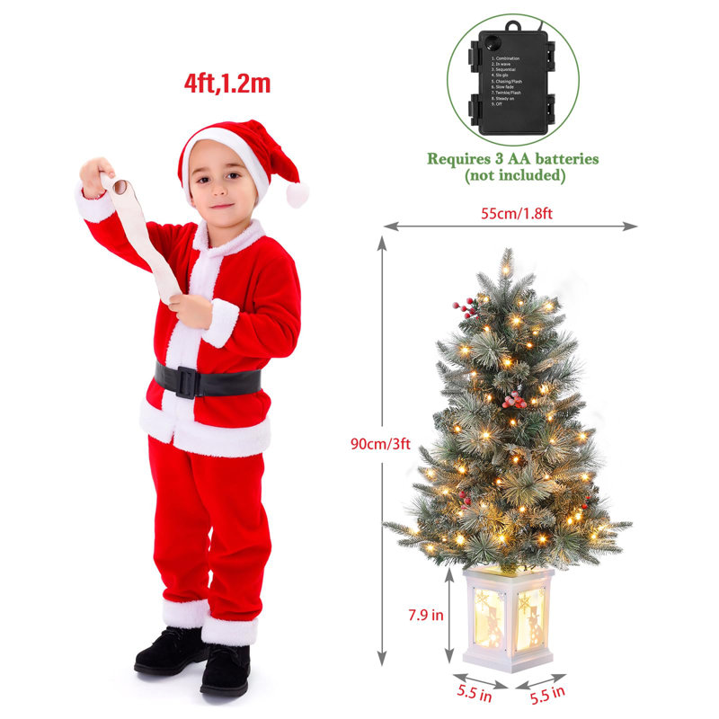 Arbre de Noël artificiel enneigé 2 pièces 3 pi 3 pi avec 8 modes chaud