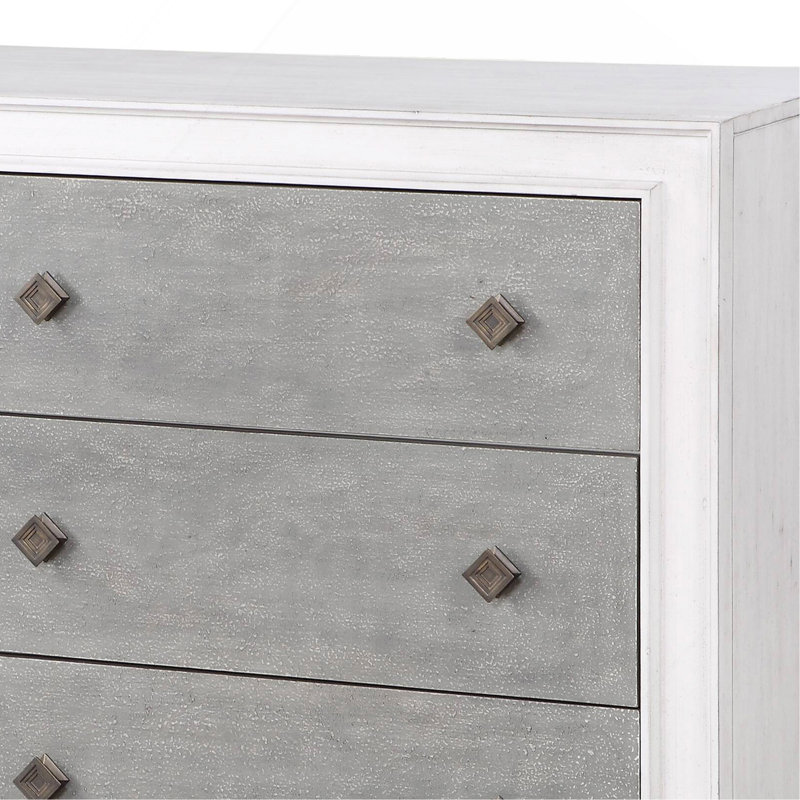 Commode Katia gris rustique et blanc vieilli