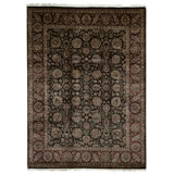 Hand Knotted Area Rug in Black And Red