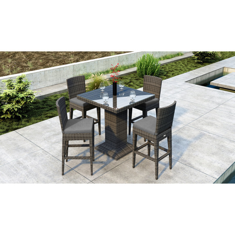 Ballu 4 - Person Patio Dining Set with Square Table, Canvas Charcoal Sunbrella® Canvas