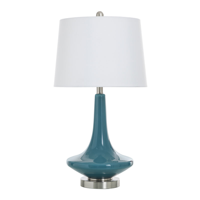 Beresford Glass and Metal Table Lamp with 3-Way Switch, Niagra Falls Blue