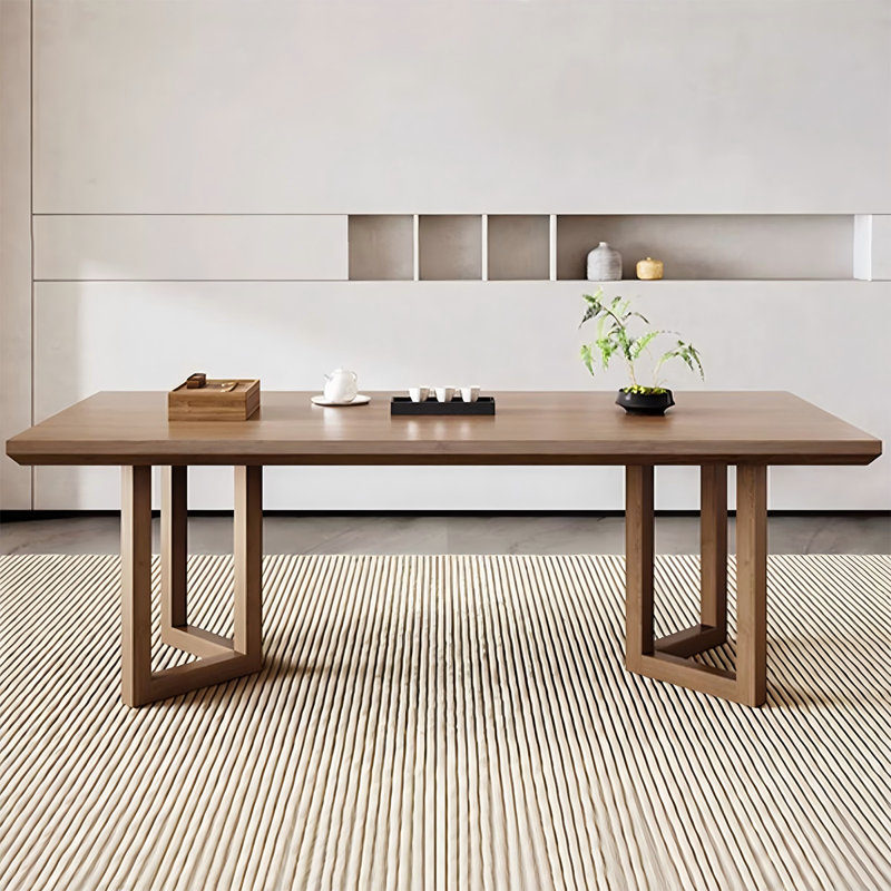 Brown Rectangular Solid Wood Dining Table, 29.53"H x 94.49"L x 35.43"W