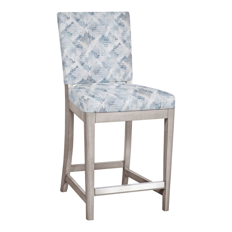 Juliet Upholstered Bar Stool with Solid Wood Frame, Worthy Snow, Dove Gray