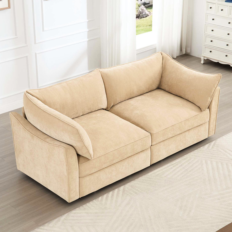 Chenille blé 2 avec coussins enveloppants, tiroirs coulissants, croissant - style unique, rangement fonctionnel, lisse et 2, couleur, structure de rangement en forme de croissant, tissu de qualité