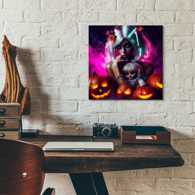«You And Me For Helloween» par Rey Klimt, art mural en verre acrylique, 12 po x 12 po