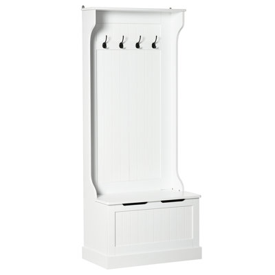 HOMCOM Hall Tree With Coat Rack, Storage And Sitting Bench, White