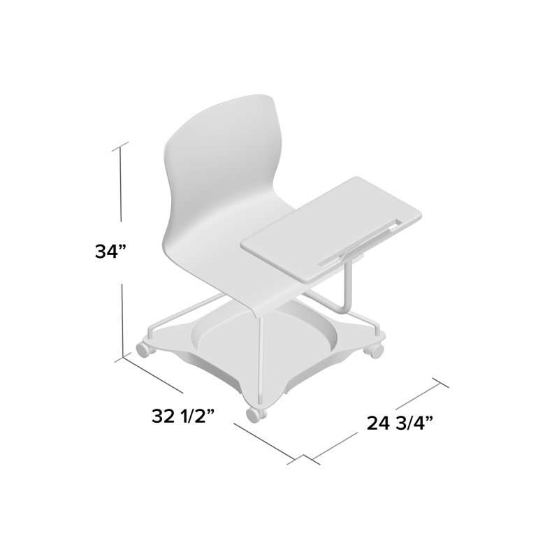 Blue Ergonomic Swivel Chair with Steel Frame and Tablet Arm