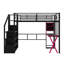 Lit mezzanine double en métal avec bureau intégré et garde-robe