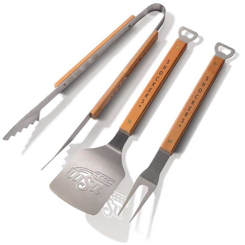 Louisiana State University Tigers Stainless Steel BBQ Tool Set with Maple Handles