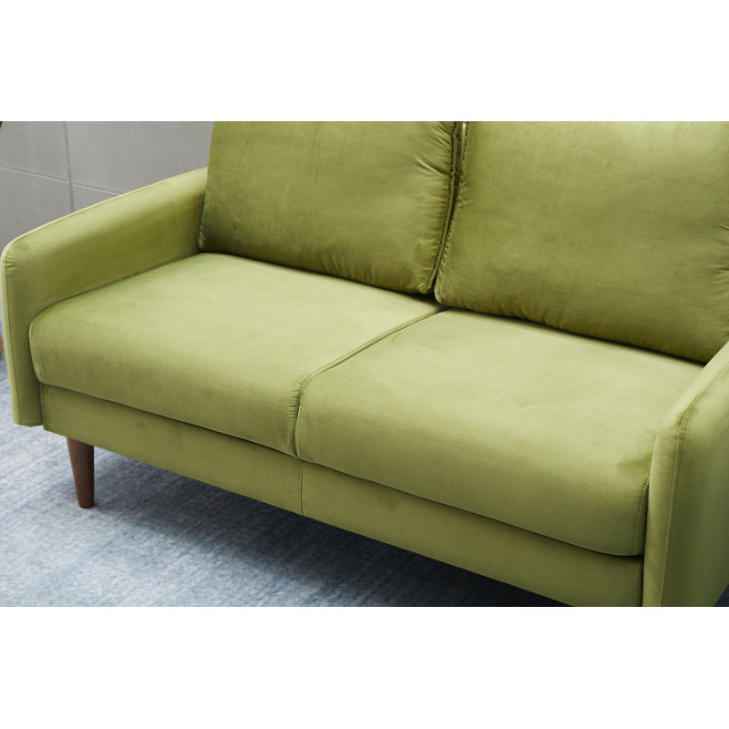 Causeuse de salon en velours Abdur-Rasheed, Velours vert armée