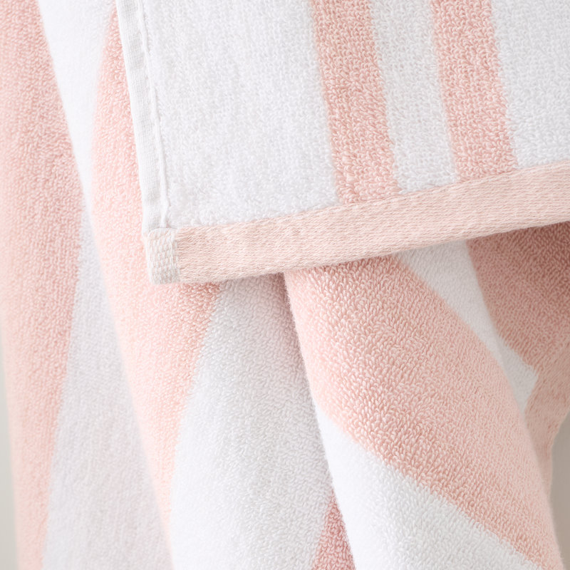 Reversible Stripe Jacquard 100% Cotton Hand Towel, Blush Pink