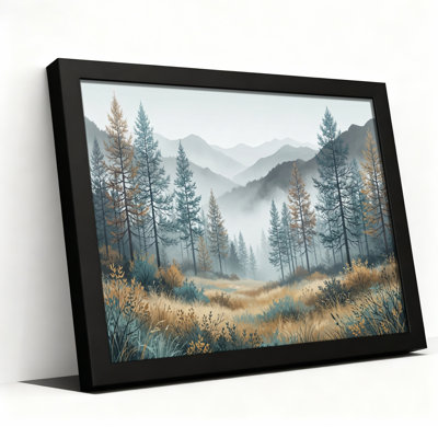 Black Wood Framed，Canvas Wall Art for Living Room, Bedroom, Office or Entryway – Decorative Wall Decor with Mountain Forest