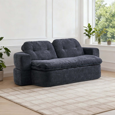 Canapé-lit moderne convertible avec 2 coussins, un canapé-lit en velours côtelé, aucun assemblage requis, se déplie en courtepointe, idéal pour le salon et la salle de jeux