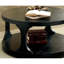 Table basse ronde de 18 po de hauteur et de 36 po de large de style transitionnel avec bois massif et finition noire antique