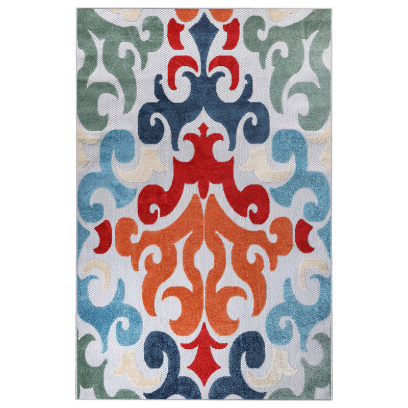 Tapis intérieur damassé rétro Diflumera Aldaine, Rectangle 8 pi x 10 pi