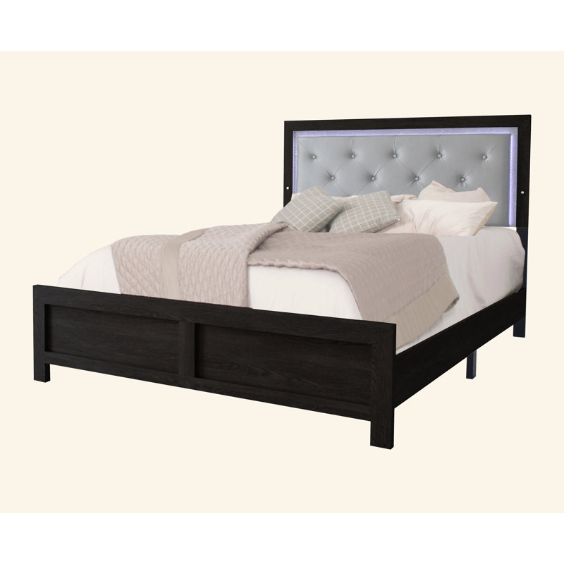 Mobilier de chambre à coucher 1Pc, Noir/gris, Grand lit