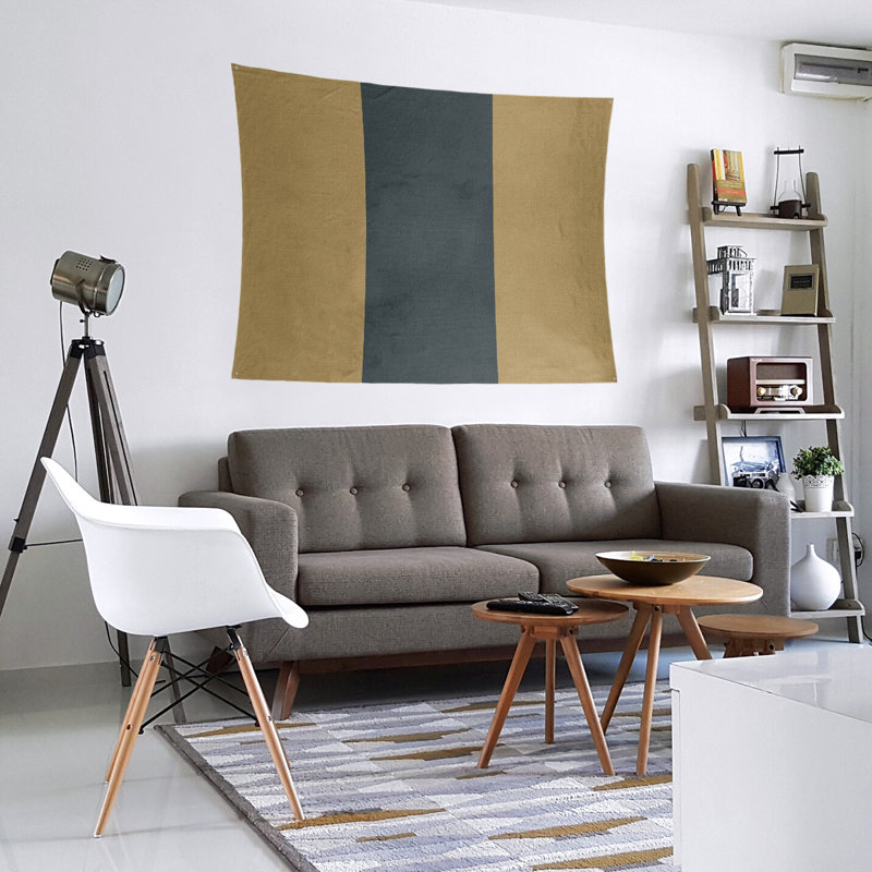 Tapisserie de polyester Las Vegas, H 88 po x l 104 po, Doré / gris acier / doré