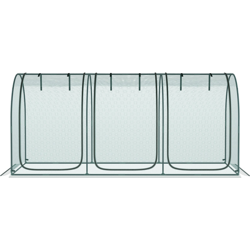 Tente pour plante de jardin 9 pi x 4 pi - Protecteur de culture avec 3 portes à fermeture à glissière, boîte de rangement, 6 piquets de sol, ouvertures de cage de protection, sac, ancres,
