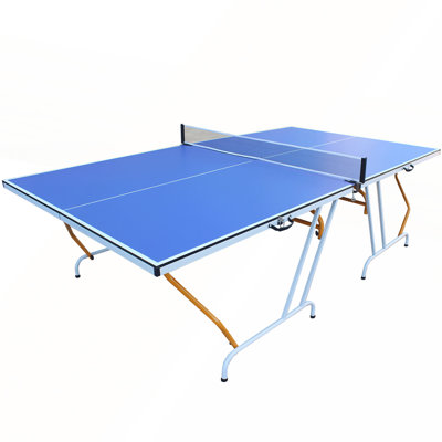 Ensemble de table de tennis de table pliable et portable de 9 pi de taille moyenne avec filet, raquettes et balles pour les jeux d'intérieur