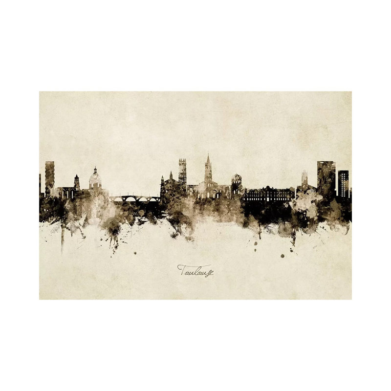 Toulouse France Skyline Vintage by Michael Tompsett - Wrapped Canvas Print, 20.32 cm H x 30.48 cm W