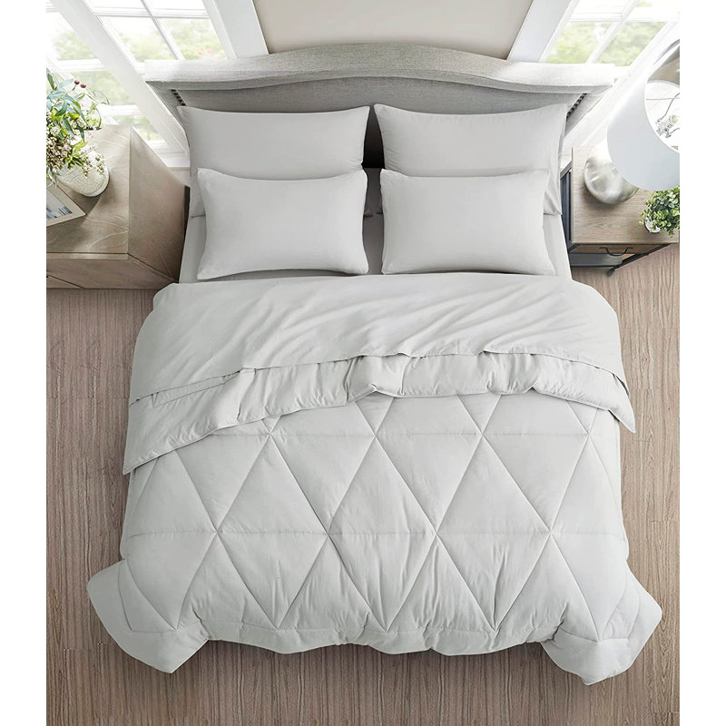 Microfiber Bed in a Bag Comforter Set, Twin Comforter + 4 Additional Pieces, Light Gray