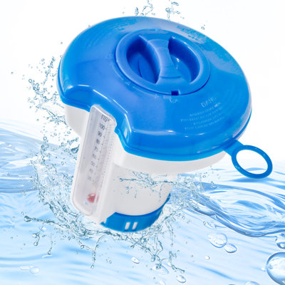 Pool Supply Spa, Hot Tub, Small Pool, 5" Diameter Floating Chlorine & Bromine Chemical Dispenser With 120° F Thermometer, Holds 1" Or 1-1/2" Tablets - Adjustable Chemical Delivery