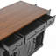 Îlot de cuisine de ferme avec rangement, portes de grange coulissantes, porte latérale à grille métallique et roulettes pour une utilisation polyvalente dans les cuisines compactes-344100969